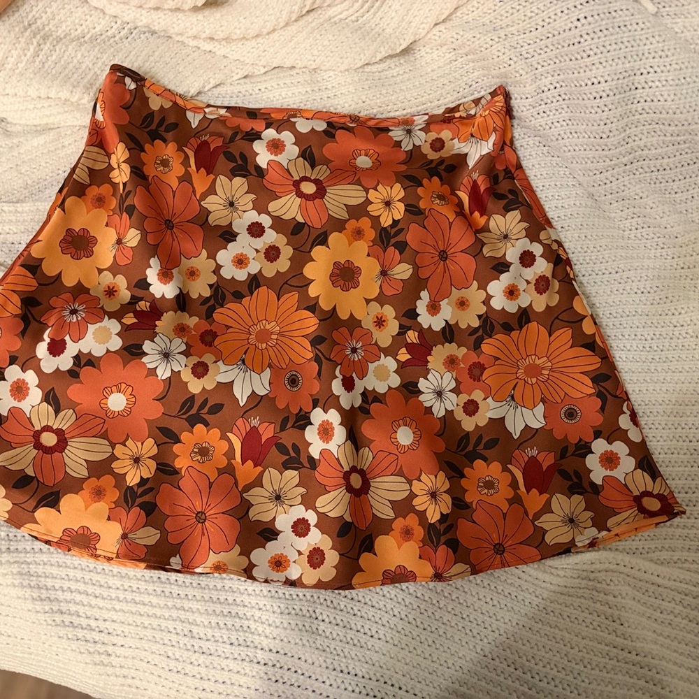Le Lis Orange A-Line Mini Skirt Casual Resort Wear